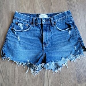 Abercrombie & Fitch Blue Distressed Jean Shorts